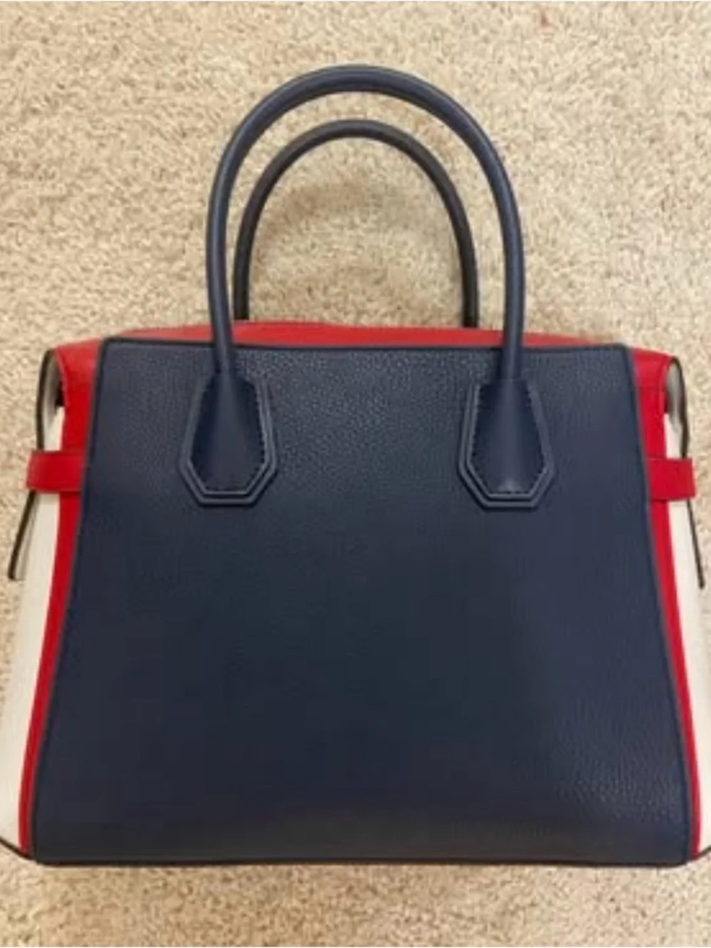 Michael Kors Navy and Red Leather Satchel